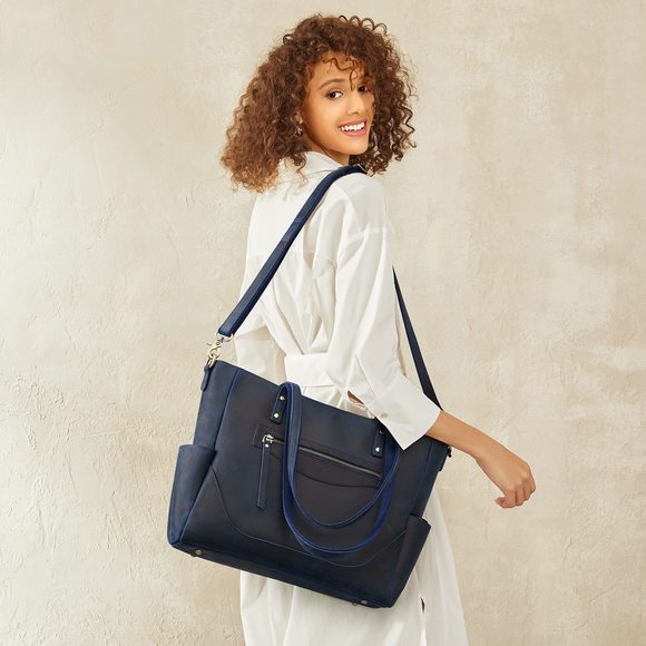 Genuine Leather Tote Bag Large Shoulder Purses Work Handbags With :^) - Picture 2 of 7